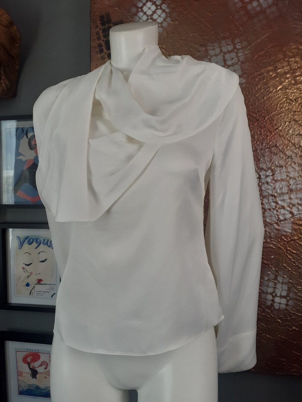 Zara Nwot White Draped Neck Satin Blouse - Women's Blouse